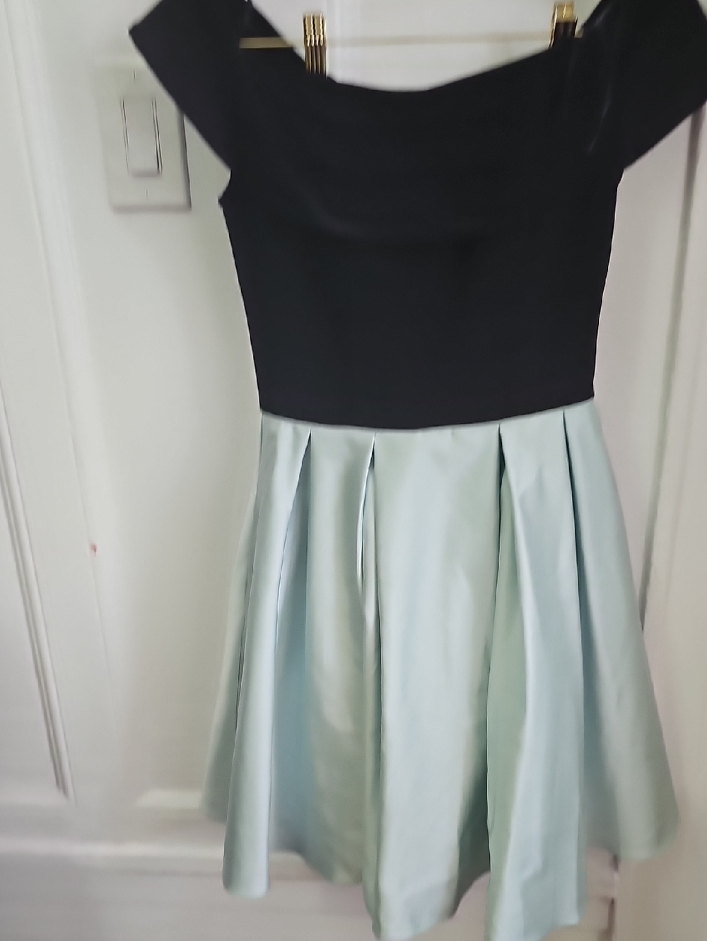 Betsy & Adam Black Cocktail Dress with Off-Shoulder Neckline